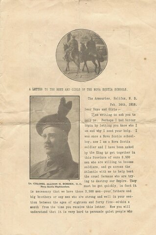 Lieutenant Colonel Borden letter