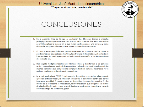 Conclusiones de la linea de tiempo ENFOQUES PEDAGOGICOS EN LA EDUCACION