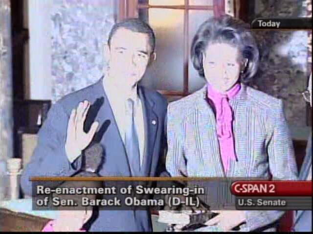 Obama was sworn in as a U.S. Senator.