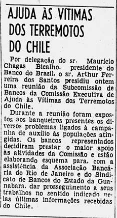 Assistência às vítimas do "Sismo de Valdívia"