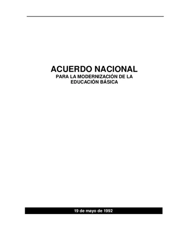 ACUERDO NACIONAL PARA LA MODERNIZACION DE LA EDUCACION BASICA