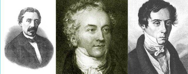 Jean Bernard Foucault (1819-1868), Thomas Young (1773-1829) y Auguste Jean Fresnel (1788-1827)