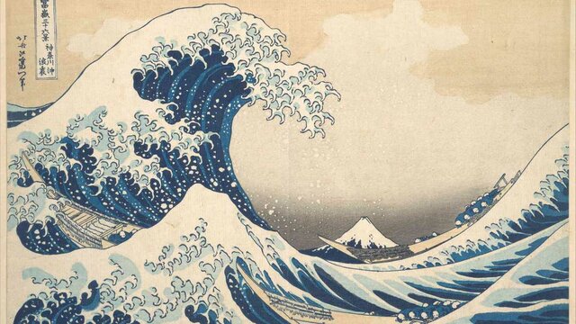 La gran ola acercándose a la costa de Kanagawa