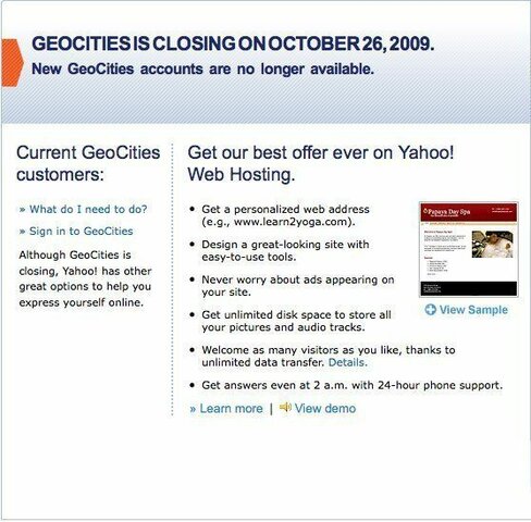 Shutting down GeoCities