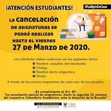 SE ESTABLECE LA CANCELACIÓN VOLUNTARIA DE UNA ASIGNATURA(2013)