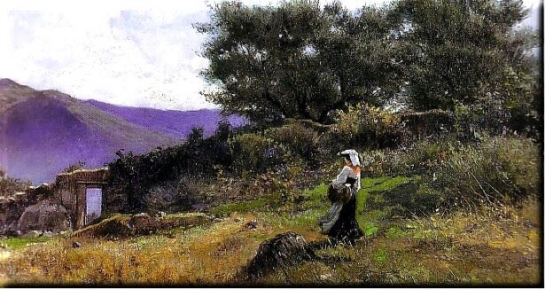 Autor Carlos Alberto Imery (1879 – 1949) Pintura "Campiña Italiana" (1904)