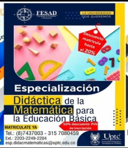 creación de la Especialización en Didáctica de la Matemática para la Educación Básica.