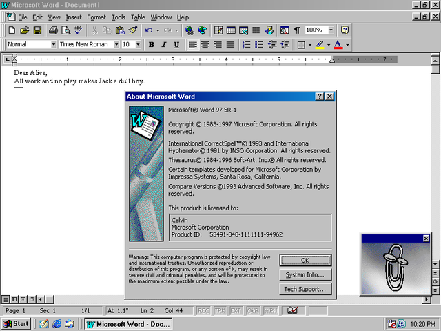 Microsoft office 97/98