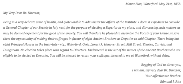 Edmund Rice resigns from Presentation Brothers