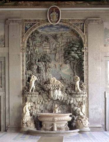 -73. Grotto-like Fountain in Room of Hercules, Villa Caprarola. Viterbo.