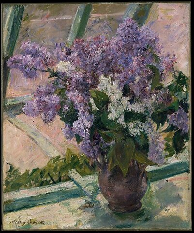 Lilacs in a Window by Mary Cassatt