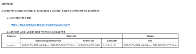 Pase a Calidad Base de Datos
