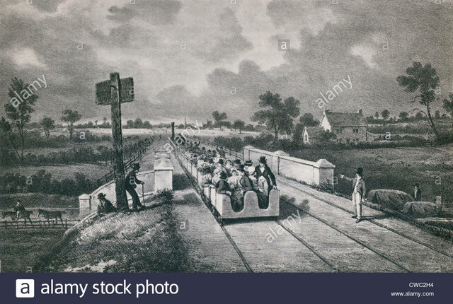 Primera línea de ferrocarril interurbano, la línea entre Liverpool y Mánchester