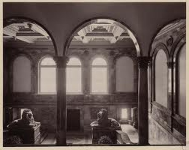 The Boston Public Library opens to the public.