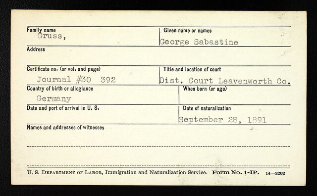 Naturalization of GRUSS George S.