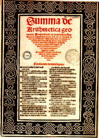 SUMMA DE ARITHMETICA, GEOMETRIA, PROPORTIONI ET PROPORTIONALITA