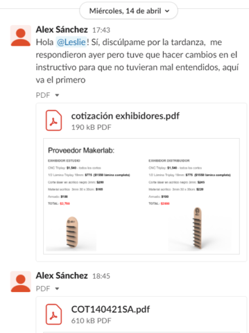 Respuesta primeras cotizaciones