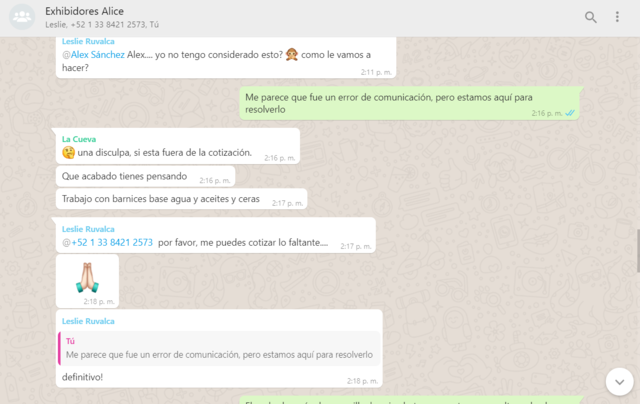 Cotización de acabado con el mismo proveedor