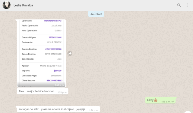 Me hicieron la transferencia