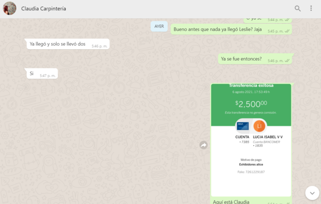 Se hizo el pago de los exhibidores de $2500