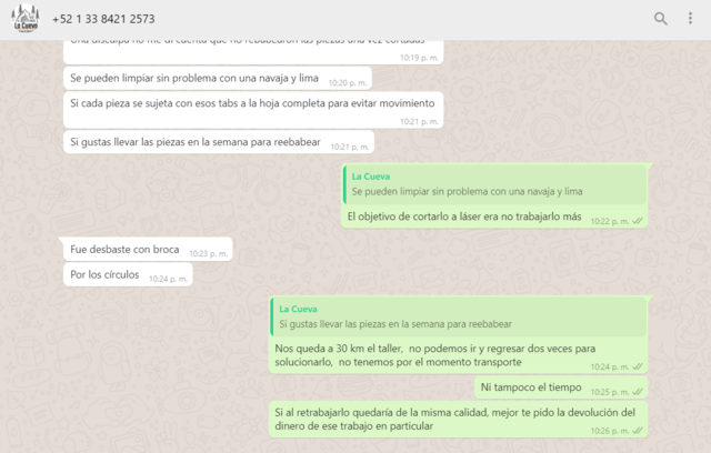 Petición de devolución del dinero al proveedor del corte