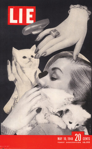 Lie, Three-Headed Kitty (Collage)