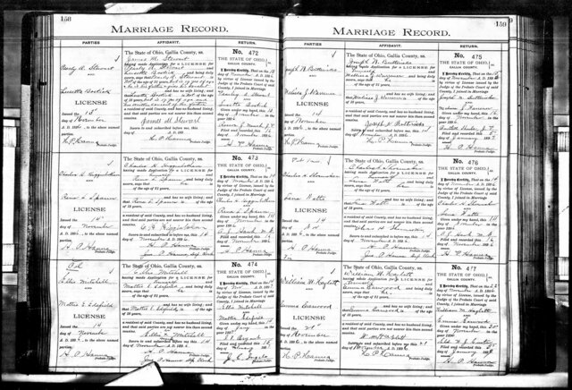 Marriage License for Charles Hugo Higginbotham and Rena Luella Spaun