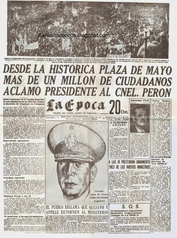 En Argentina, renuncia el general J.D.Peron.