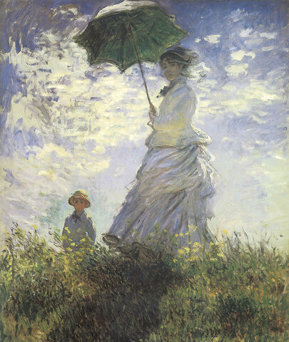 Woman with a Parasol - Madame Monet and Her Son by Claude Monet