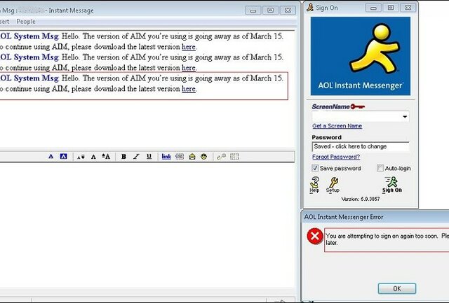 When does AOL launch instant messenger?