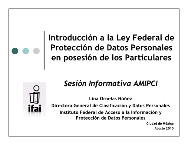 Ley Federal de Protección de Datos Personales en Posesión de Particulares en México.