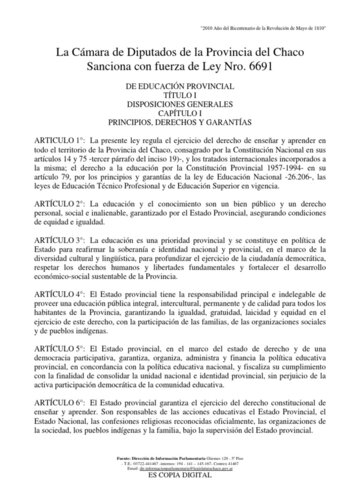 Ley de Educación Provincial N°6691