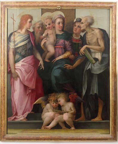 Enthroned Madonna and Child with Four Saints