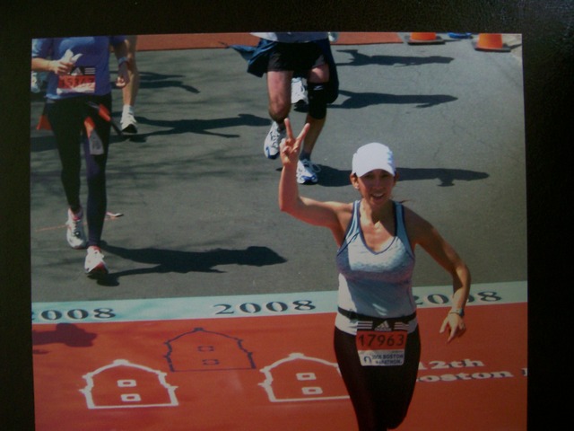 Caroline ran the Boston Marathon