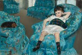 Little Girl in a Blue Arm Chair by Mary Cassatt