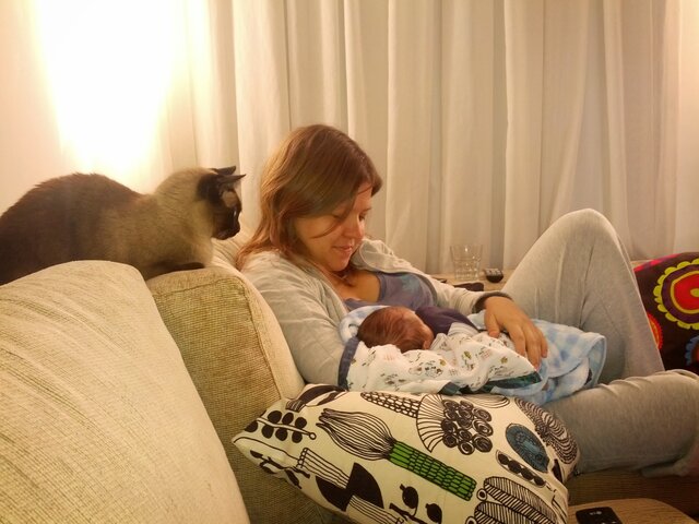 Eu recém nascido com mamãe e Filó