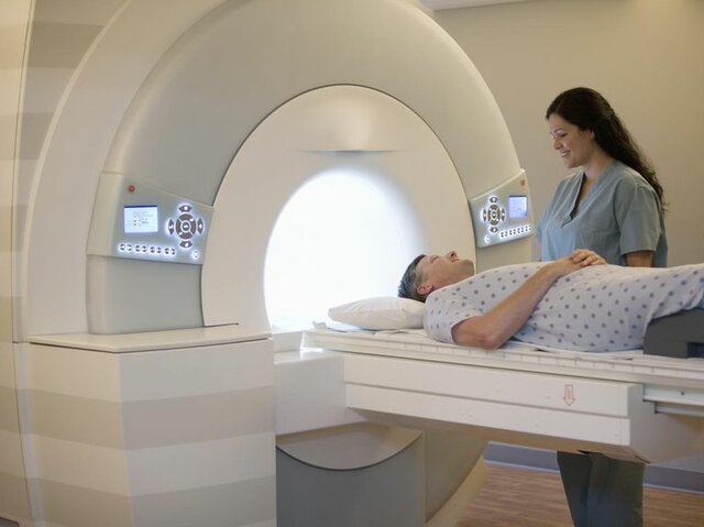 The first MRI exam on a patient is made.