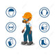 Worker with his personal protective equipment and security icons vector png 271619
