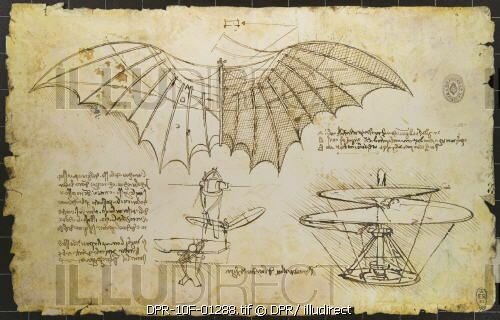 Diseños de aeronaves por Leonardo Da Vinci