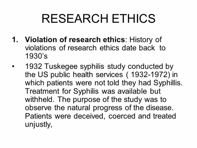 The Tuskeegee Syphilis Study