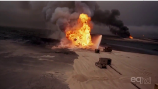 Incendios en los pozos petroleros de Kuwait. Kuwait.