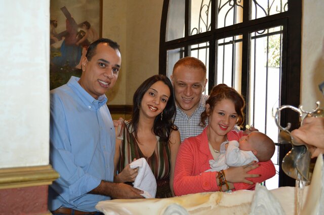 Meu Batizado com meus Dindos, Papai e Mamãe.