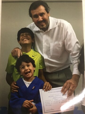 Já era um judoca! Meu pai e irmão foram me ver!