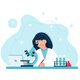 Cientifico trabajo personaje femenino realizando experimentos microscopio 113065 659