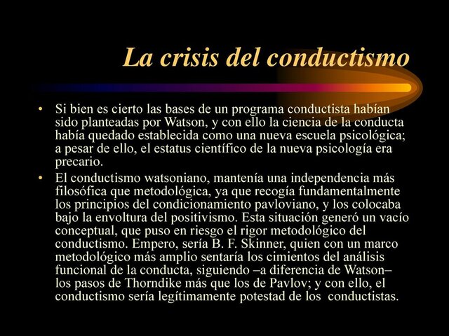 La crisis del conductismo.