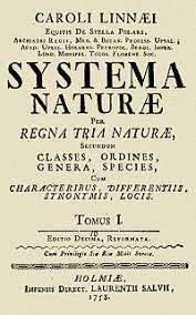 Publicación de Systema Naturae por Carlos Linneo