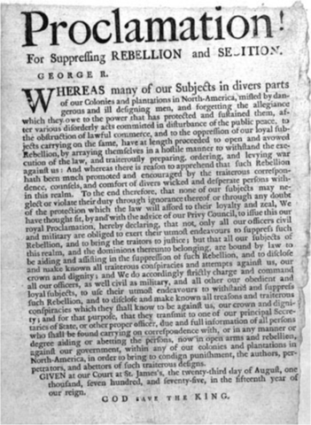 Proclamation for suppressing rebellion and sedition