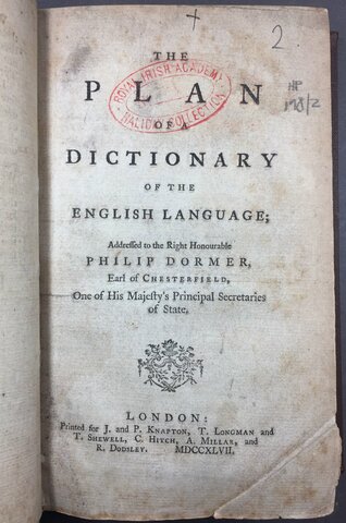 "Plan for a Dictionary of the English Language" is presented