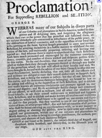 Proclamation for Supressing Rebelion and sedition