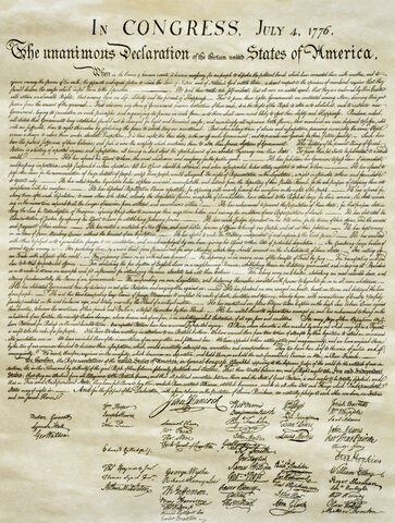 The Declaration of Independence is first signed